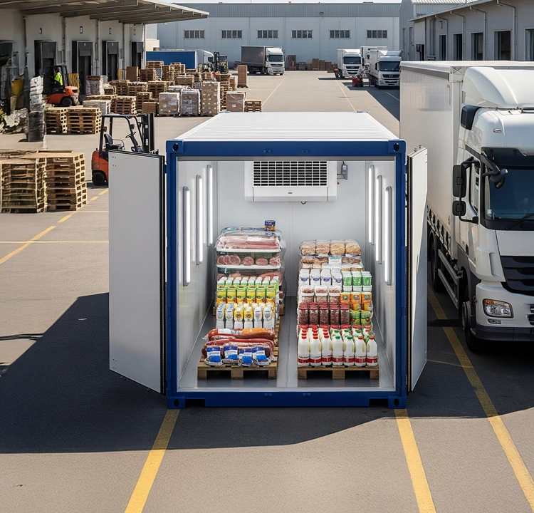 Deniz, et, tavuk, sebze ve meyve soğuk zincir dağıtımı için mobil depo